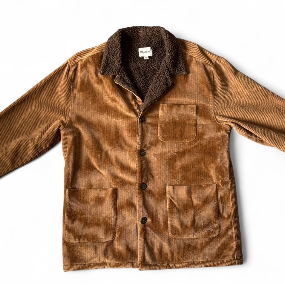 Rhythm Corduroy Sherpa Lined Jacket – Brown Teddy Chore Coat – Size XL